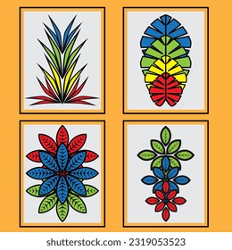 four models of abstract plants that are suitable for wall decorations and home decoration