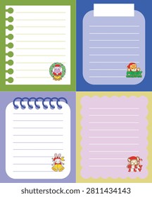 Four models of sticky notes sheets animal series christmas theme with Hippo in the door decoration and bunny bring bells