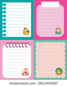 Four models of sticky notes sheets animal series christmas theme with giraffe bring bells and duck bring holly Jolly text
