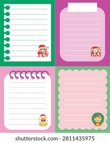 Four models of sticky notes sheets animal series christmas theme with sloth bring holly jolly text and duck bring bells