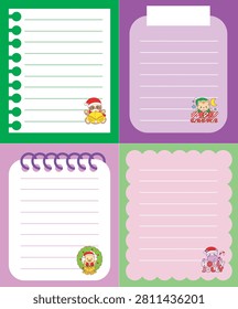 Four models of sticky notes sheets animal series christmas theme with sloth bring bells and duck with door decoration 