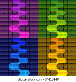 Four modern neon colored vector backgrounds.