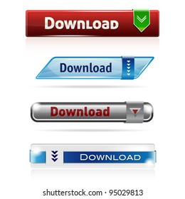 Four modern vector DOWNLOAD buttons