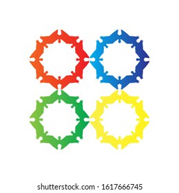 four modified circle vector template, with each different colors