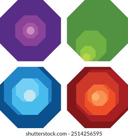 vier monochrome Achteckform auf weißem Hintergrund. polygonale geometrische Figur. 
