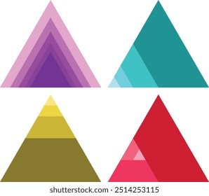 four monochrome triangle shape on white background. polygonal geometric figure. 