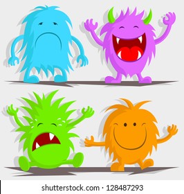 Four Monsters - Sad, Laughing, Crying & Smiling