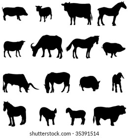 The four most popular animals - cattle, horses, pigs, sheep