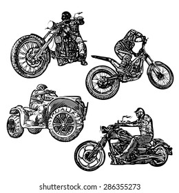 four motor sport illustrations