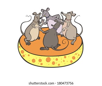 Four Mouses dancing on Cheese