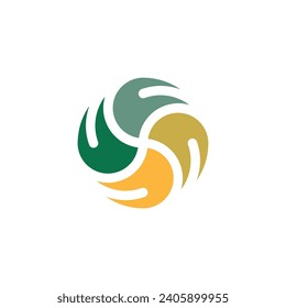 Four moving and converging elemental logo