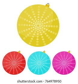 Four multi colored Christmas balls on a white background Vector illustration.