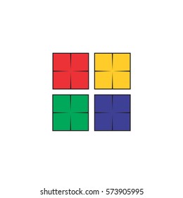 Four multi colors squares logo design