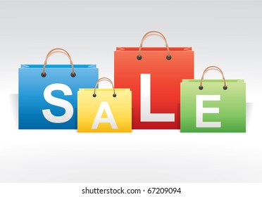 Four multi-colored bags, relating with sales.