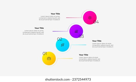 Four multi-colored circles infographic. Business data visualization. Template for presentation with 4 options