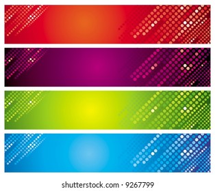 Four multi-coloured banners