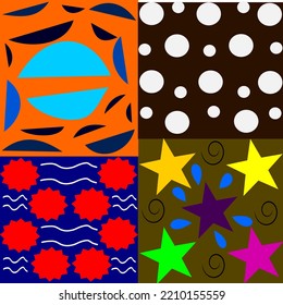 Four multipattern sets showing a variety of subjects in one frame