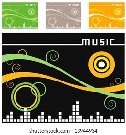 four music backgrounds of different colors