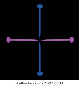 four nails in blue and pink in front of the background