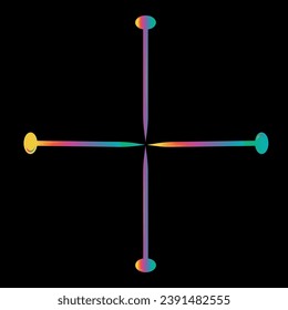 four nails of different colors in front of the background