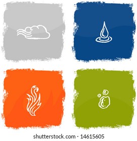 Four nature elements on grunge background.