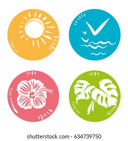 Four nature icons. Simple round nature symbols. Vector flat template.
