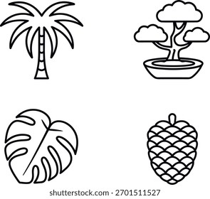 Cuatro iconos de la naturaleza conjunto de Vectores