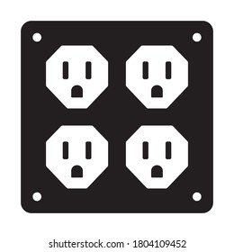 Four nema 5-15 power outlet flat vector icon for apps or websites