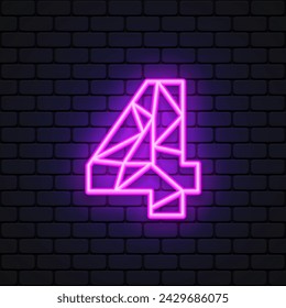 Four neon number, great design for any purposes. Vector illustration