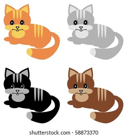 four nice cats on white