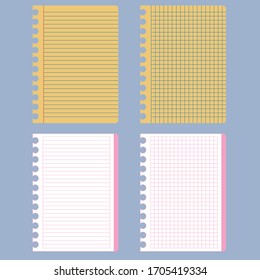 four notebook sheets templates vector