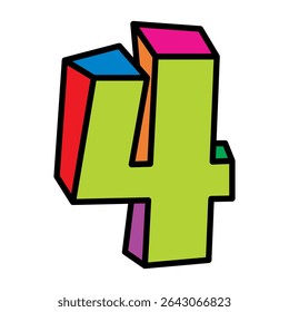 four or number 4 vector logo colorful playful design illustration
