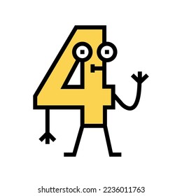 four number character color icon vector. four number character sign. isolated symbol illustration