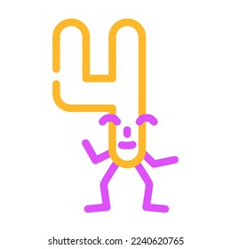four number character color icon vector. four number character sign. isolated symbol illustration
