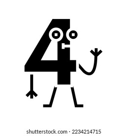 four number character glyph icon vector. four number character sign. isolated symbol illustration