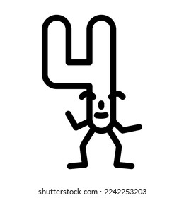 four number character line icon vector. four number character sign. isolated contour symbol black illustration