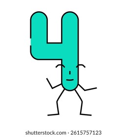 four number character line icon vector. four number character sign. isolated symbol illustration