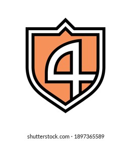 four number color icon vector. four number sign. isolated symbol illustration