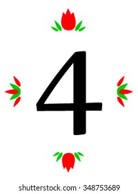 Four - number with decoration around