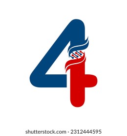 ilustración de la plantilla de logotipo de dna de cuatro números