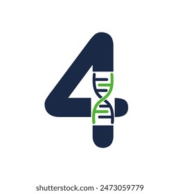 Ilustración de Plantilla de logotipo de adn de cuatro números