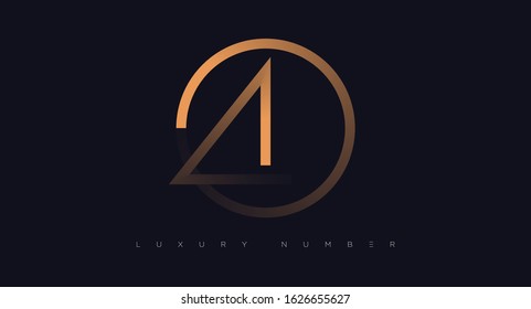 Four number golden icon. Flat design