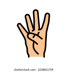 four number hand gesture color icon vector. four number hand gesture sign. isolated symbol illustration