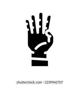 four number hand gesture glyph icon vector. four number hand gesture sign. isolated symbol illustration