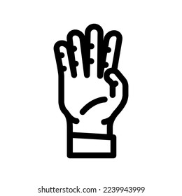 four number hand gesture line icon vector. four number hand gesture sign. isolated contour symbol black illustration