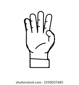 four number hand gesture line icon vector. four number hand gesture sign. isolated contour symbol black illustration