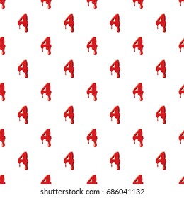 Four number isolated on white background. Red bloody four number vector illustration