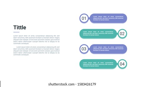 Four Number list with text boxer. Infographics Design template 