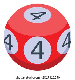 Four Number Lottery Ball Icon. Isometric Of Four Number Lottery Ball Vector Icon For Web Design Isolated On White Background