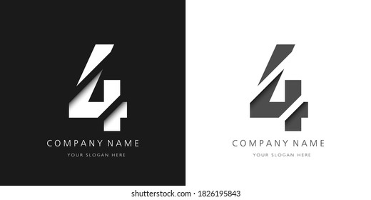 Four Number Modern Logo Broken Design